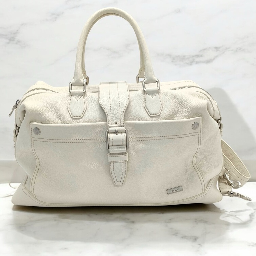 Bally White Leather Travel Duffel Bag - Picture 3 of 14